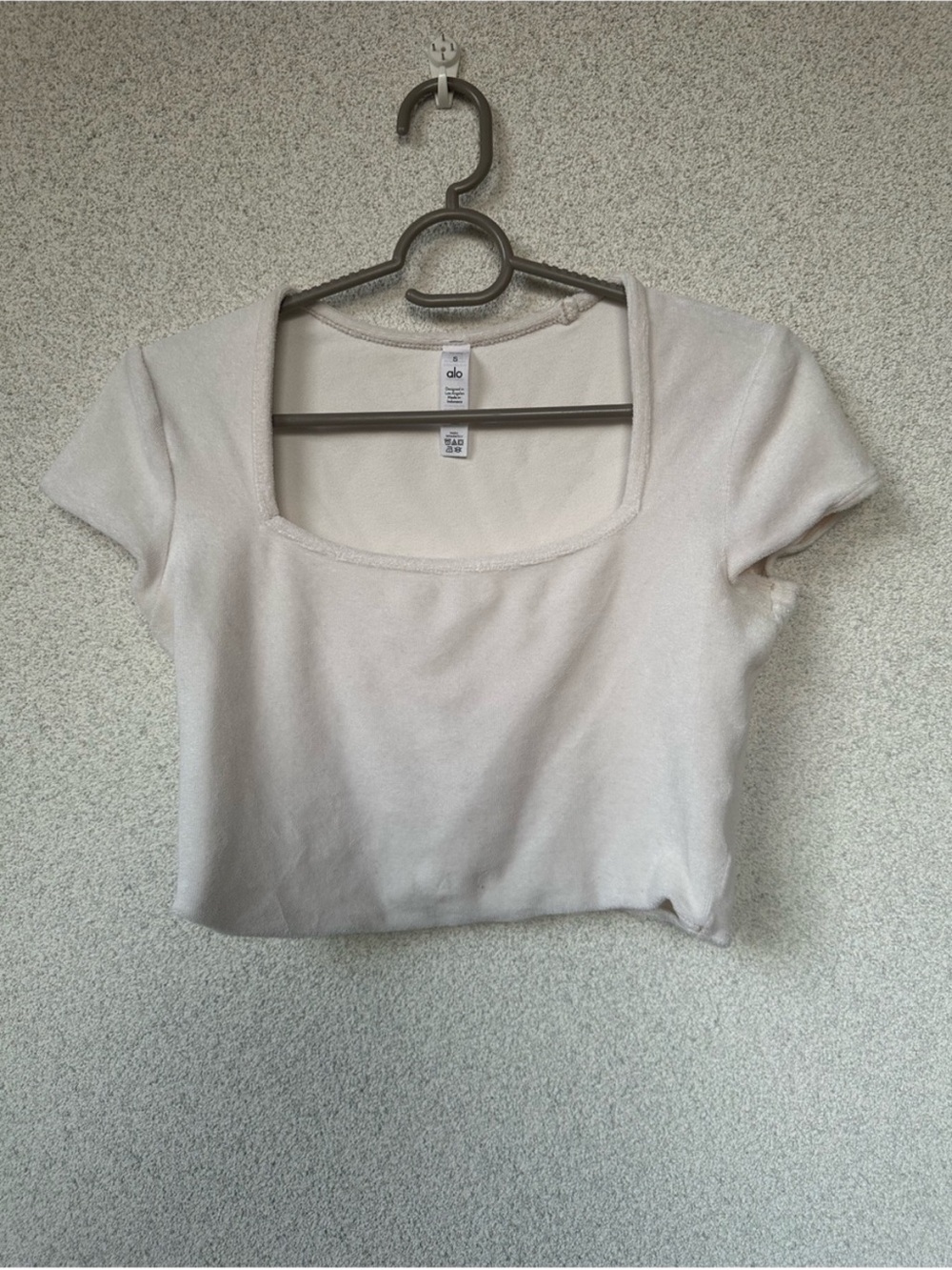 Alo Yoga Terry Beachside Short Sleeve Crop Top White Square
Neck, Size Small